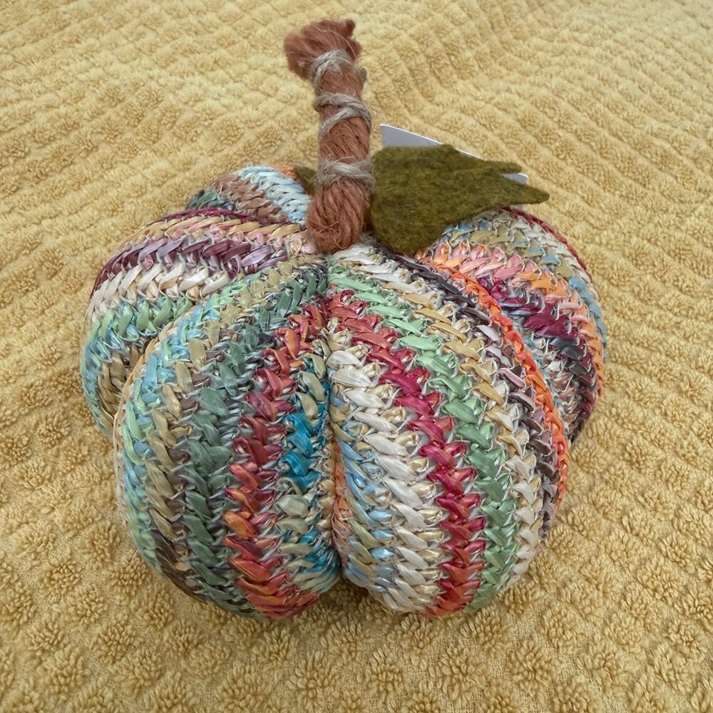 Hobby Lobby Fall Autumn Stuffed Pumpkin Home Decor 5.5x5.5x6 inches NWT